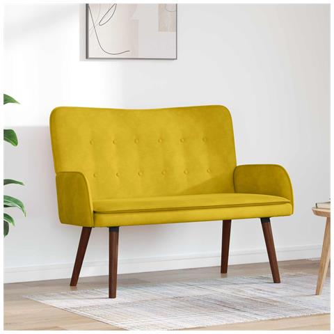 Sofa a Due Posti Giallo 115 x 61 x 87 cm Velluto - Foto 2