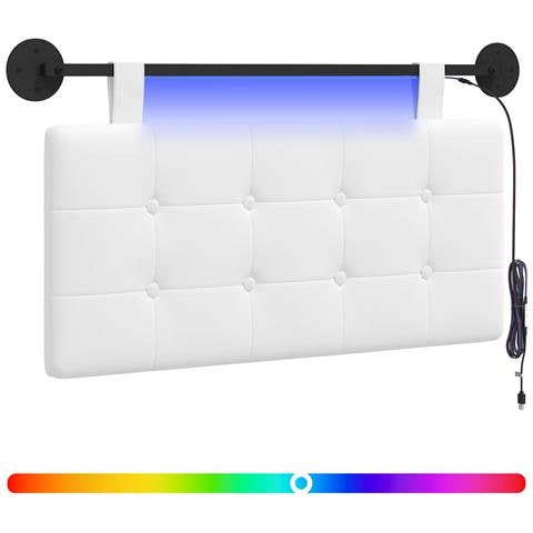 Testiera sospesa Con luce LED Bianco Tessuto - Foto 1
