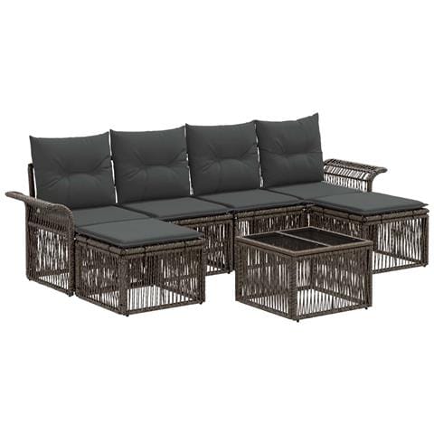 Set Divano da Giardino 7 pcs Grigio polyrattan - Foto 1