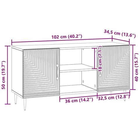 Mobile TV Grigio Cemento 102 x 34,5 x 50 cm - Foto 9