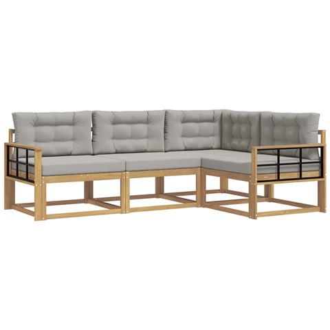 Set di divani da esterno 3 pcs Bianco e Grigio Chiaro - Foto 1