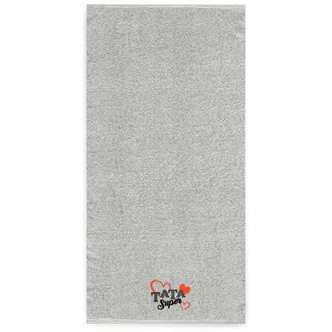 Set di asciugamani 420 g /m² - 2x70x140 cm - Bianco-Grigio - Ricamo come regalo per i genitori - Foto 10