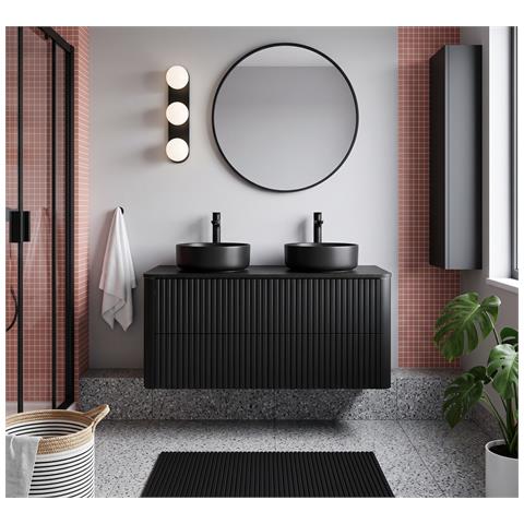 Piano lavabo 80 cm, Arrotondato, Bianco opaco, per lavabo da appoggio, LINEA - Foto 1