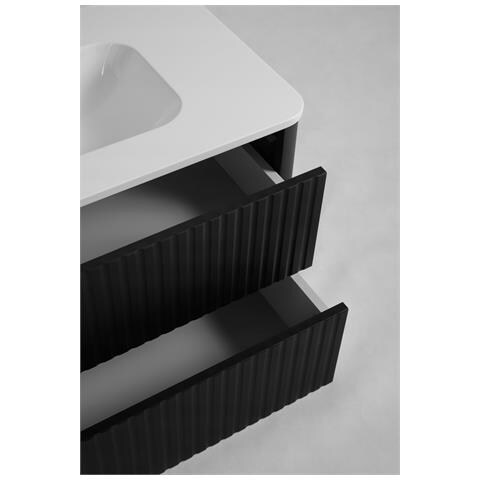 Piano lavabo 80 cm, Arrotondato, Bianco opaco, per lavabo da appoggio, LINEA - Foto 2