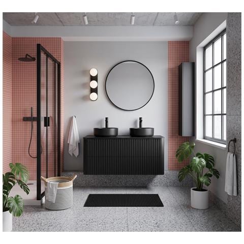Piano lavabo 80 cm, Arrotondato, Bianco opaco, per lavabo da appoggio, LINEA - Foto 9