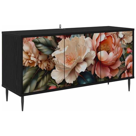 Mobile TV BORNE 102 x 33 x 51 cm Rovere Nero - Foto 1