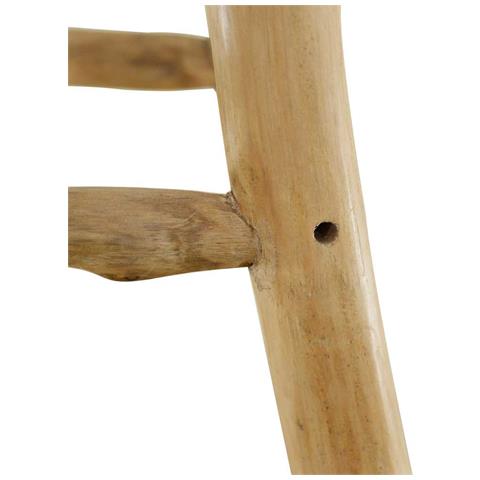 Sgabello Da Bar In Vera Pelle E Teak Rotondo - Foto 2