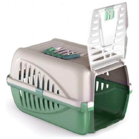 Trasportino In Plastica Per Animali Panzer Made In Italy 50 X 33 X 21 Cm - Grigio - Foto 1