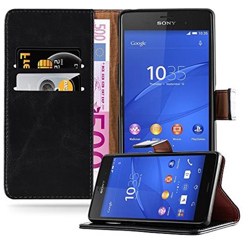 Custodia Compatibile Con Sony Xperia Z3 In Nero Grafite - Coperchio Protettiva Con Chiusura Magnetica, Funzione Stand E Tasca Per Le Carte - Foto 1