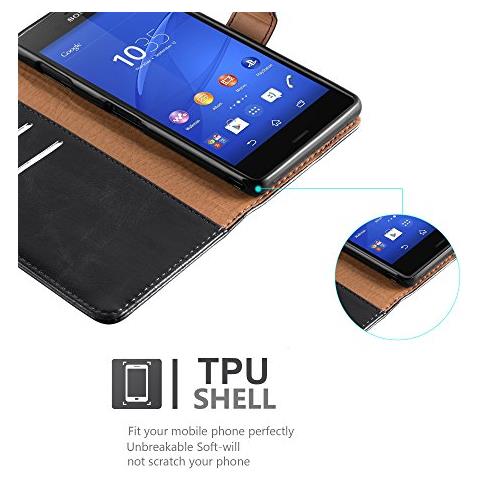Custodia Compatibile Con Sony Xperia Z3 In Nero Grafite - Coperchio Protettiva Con Chiusura Magnetica, Funzione Stand E Tasca Per Le Carte - Foto 2