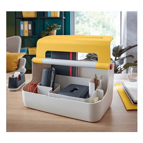Leitz 61250019 Scatola Di Conservazione Armadietto Portaoggetti Rettangolare Acrilonitrile Butadiene Stirene (abs) Bianco, Giallo - Foto 3