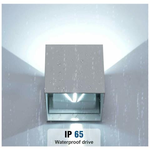 Applique Da Parete Esterno Faretto Led Luce Bianca 6500k 12 W Ip65 Es46gf - Foto 4