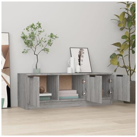 Mobile Tv Grigio Sonoma 102x35x36,5 Cm In Legno Multistrato - Foto 2
