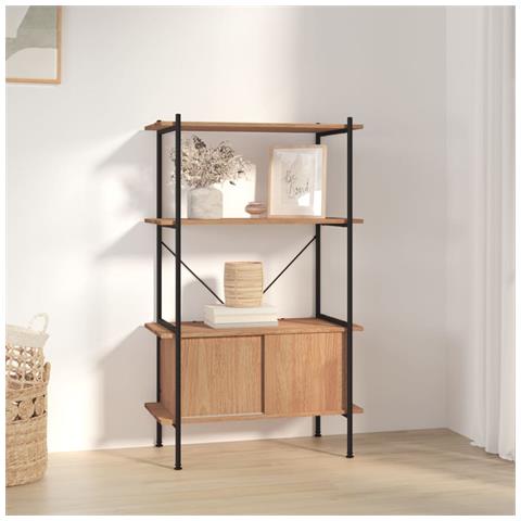 Scaffalatura 4 Livelli Con Mobile 80x40x130 Cm Acciaio E Legno - Foto 7