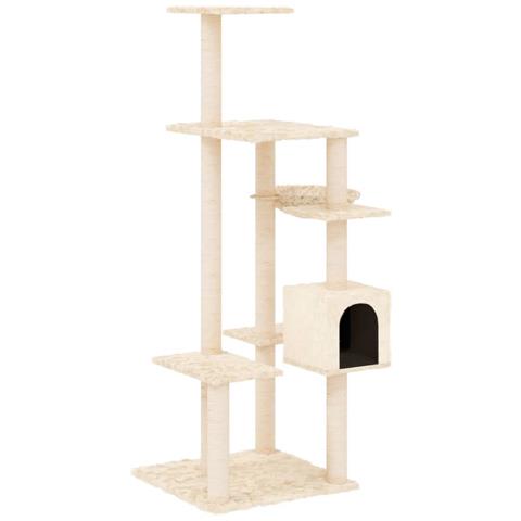 Albero Per Gatti Con Tiragraffi In Sisal Crema 142 Cm - Foto 1