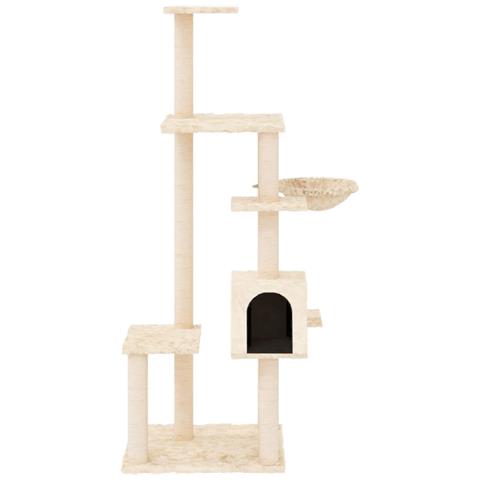 Albero Per Gatti Con Tiragraffi In Sisal Crema 142 Cm - Foto 2