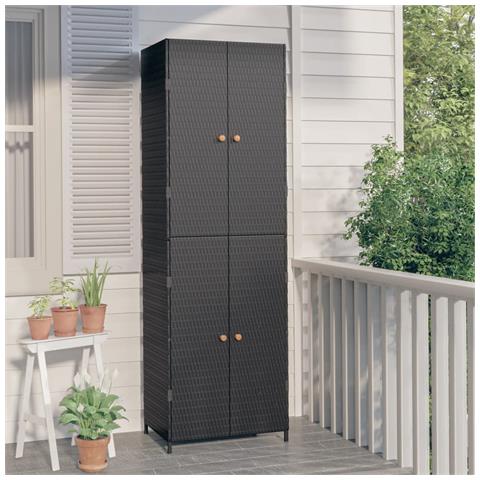 Armadietto Portaoggetti da Giardino Nero 59x40x180cm Polyrattan - Foto 13