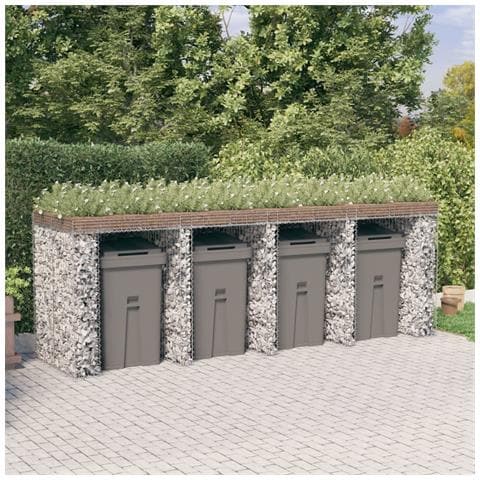 Parete Gabbioni Bidone Spazzatura 350x91x120 Cm Ferro Zincato - Foto 5