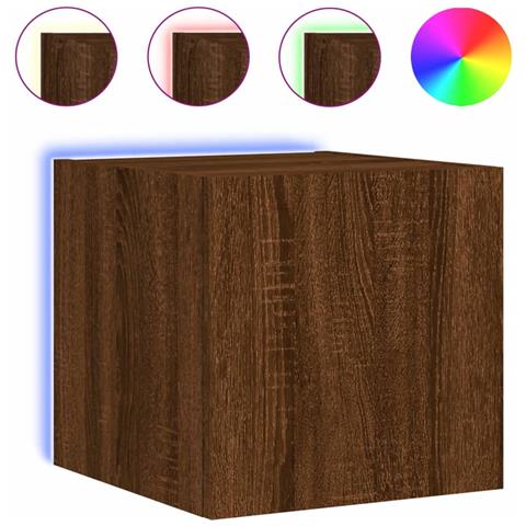 Mobile Tv A Parete Con Luci Led Rovere Marrone 30,5x35x30 Cm - Foto 2