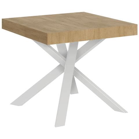 Tavolo Allungabile 90x90/194 Cm Clerk Piano - Gambe Bianche - Quercia Natura - Foto 6