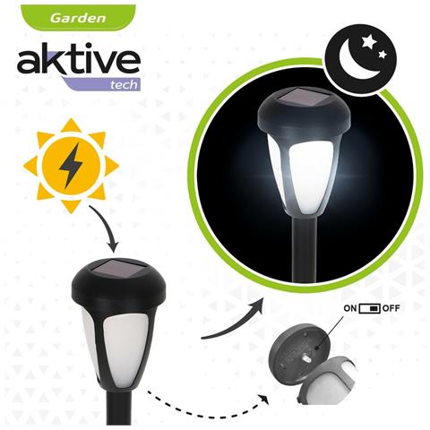 Set Di Picchetti Solari Da Giardino Aktive 12 Pezzi Plastica 7 X 37 X 7 Cm (24 Unità) - Foto 2