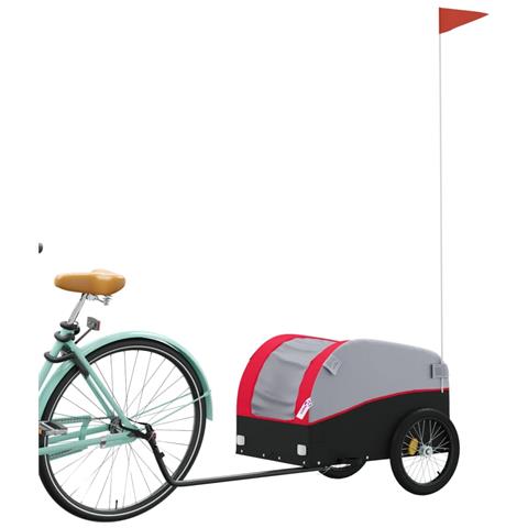 Rimorchio Da Bici Nero E Rosso 30 Kg In Ferro - Foto 3