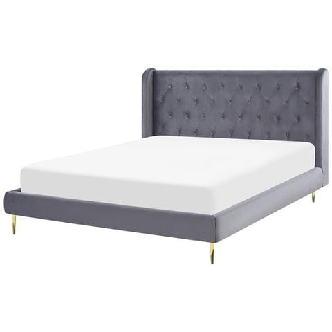 Letto Velluto Forbach 140 X 200 Cm Grigio - Foto 2