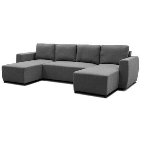 Divano Angolare Trasformabile Panoramico Pharel 5/6 Posti - Tessuto Antracite - Contenitore - 297 X 155 X 85 Cm - Foto 1