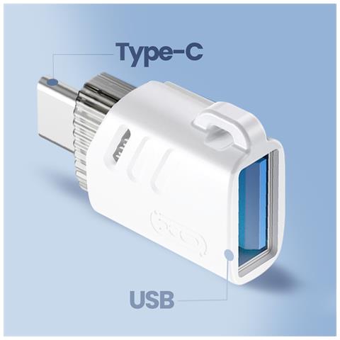 Adattatore Otg Da Usb Femmina A Usb-c Maschio Compatto, Bianco - Foto 5