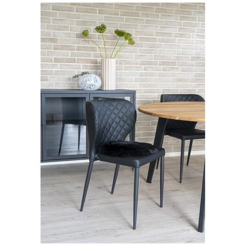 Pouf Lambskin - Nero - Poliestere - 35x35x6,5 Cm - Foto 3