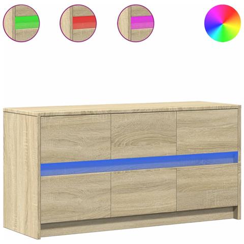 Mobile Porta Tv Con Led Rovere Sonoma 100x34x50cm In Truciolato - Foto 2