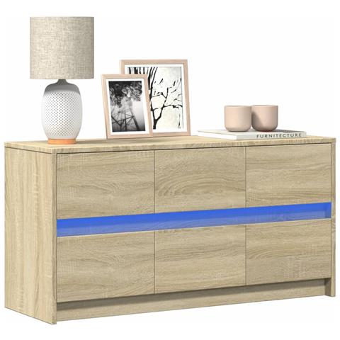 Mobile Porta Tv Con Led Rovere Sonoma 100x34x50cm In Truciolato - Foto 1