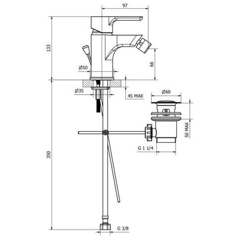 Miscelatore per Bidet con piletta di scarico 1"1/4 - Foto 2