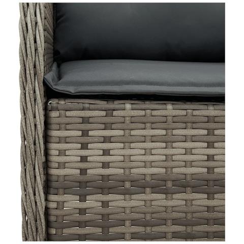 Set da Pranzo da Giardino 9 pz con Cuscini in Polyrattan Grigio - Foto 2