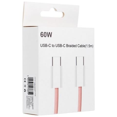 Cavo Dati E Ricarica Pd60w 3a C263 Usb-c To Usb-c Fast Charge 60w 1,5m Rosa Per Smartphone Tablet - Foto 1