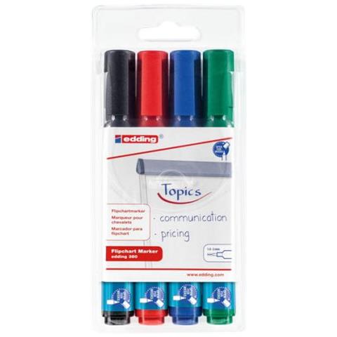 Edding 380 Evidenziatore 4 Pz Tipo Di Punta Nero, Blu, Verde, Rosso - Foto 1