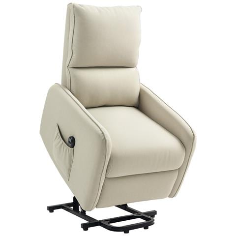 Poltrona Alzapersona Elettrica Reclinabile con Telecomando e Tasca in Tessuto, Beige - Foto 1