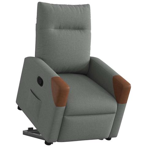 Poltrona Alzapersona Reclinabile Grigio Scuro In Tessuto - Foto 3