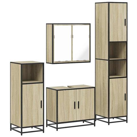 Set Mobili Da Bagno 4 Pz Rovere Sonoma In Legno Multistrato - Foto 2