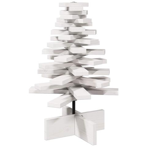 Albero Di Natale Decorativo Bianco 60 Cm Legno Massello Di Pino - Foto 2