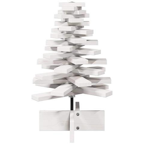 Albero Di Natale Decorativo Bianco 60 Cm Legno Massello Di Pino - Foto 3