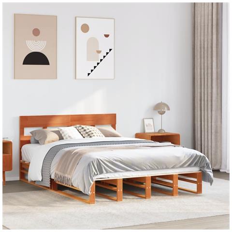 Letto Senza Materasso Marrone Cera 120x200 Cm In Legno Di Pino - Foto 1