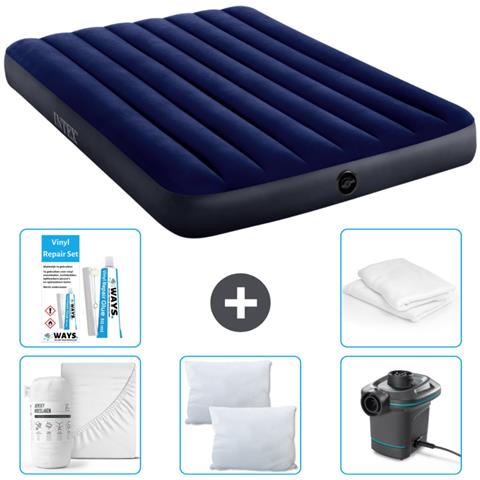 Set Materassino Gonfiabile - 191x137x25 Cm - Blu - Include Accessori Coordinati Cb2 - Foto 1