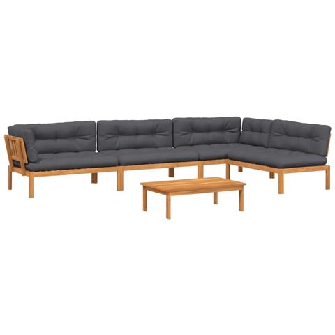 Set Divano Pallet Giardino 5pz Con Cuscini Massello Acacia - Foto 1