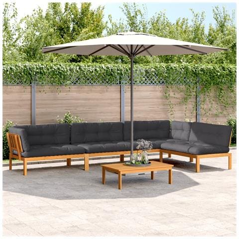 Set Divano Pallet Giardino 5pz Con Cuscini Massello Acacia - Foto 8