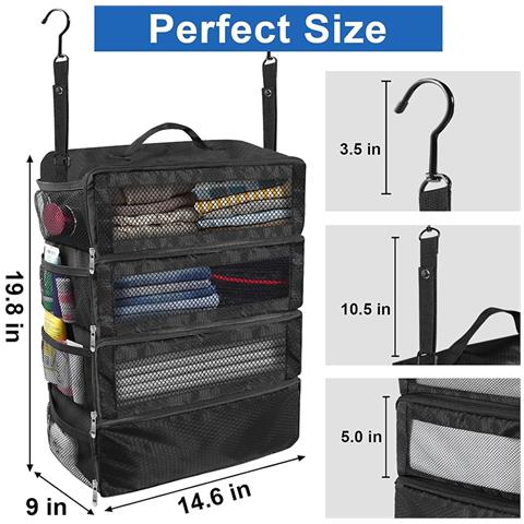 Borsa Portaoggetti Da Viaggio Pieghevole Organizer Di Grande Capacità Black - Foto 2