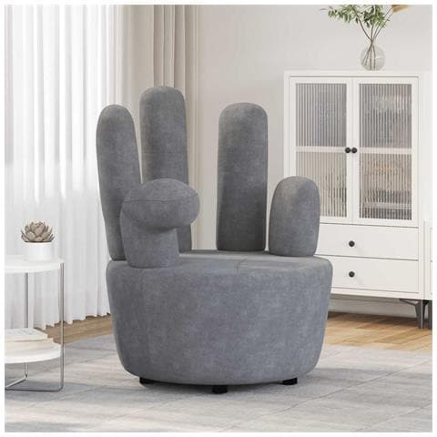 Poltrona A Forma Di Mano Grigia In Velluto - Foto 8