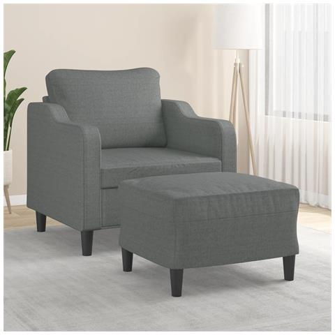 Poltrona con Poggiapiedi Grigio Scuro 60 cm in Tessuto - Foto 2