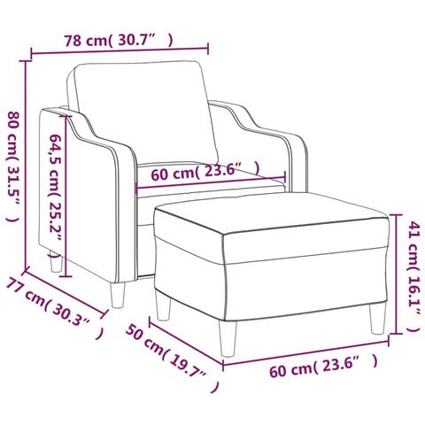 Poltrona con Poggiapiedi Grigio Scuro 60 cm in Tessuto - Foto 7