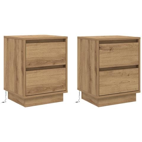 Comodini con luci LED 2 pz Rovere Artigianale 39x34.5x50 cm - Foto 1